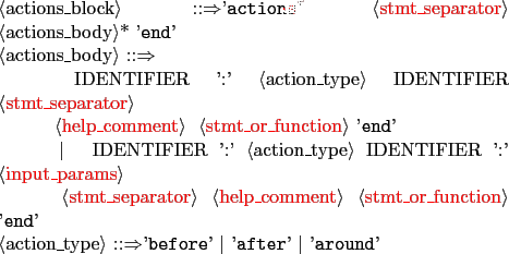 \begin{figure}\begin{grammar}[(colon){ ::$\Rightarrow$}]
[(semicolon){\\ \hspac...
...}'',$\vert$,''{\tt after}'',$\vert$,''{\tt around}''.
\end{grammar}
\end{figure}