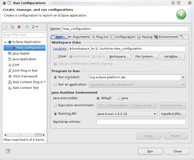 Eclipse Application Configuration